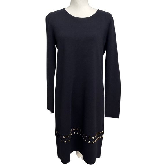 Tory Burch Black Harley Sweater Dress Merino Wool Size Medium Retail 498.00 - Picture 2 of 8